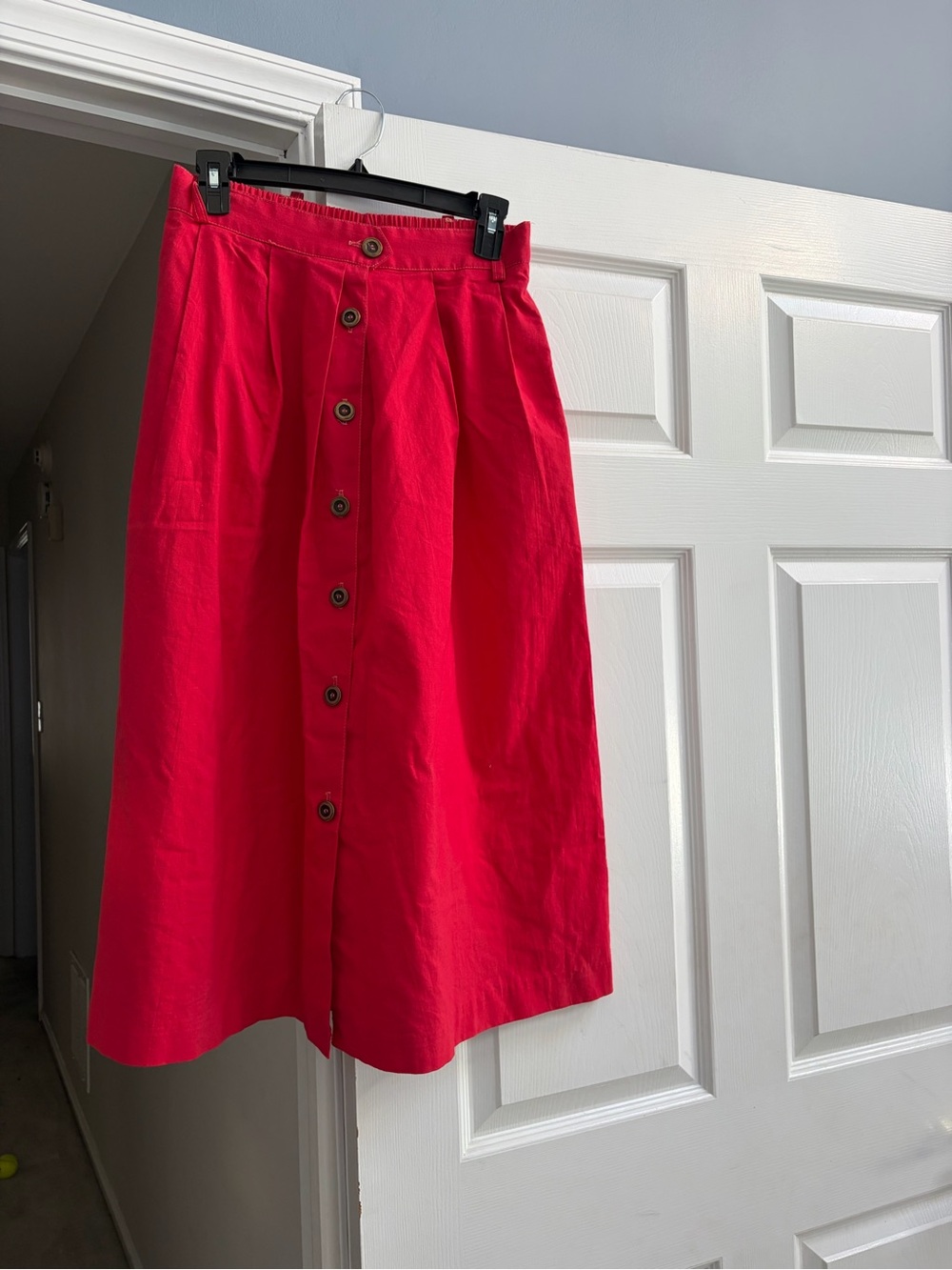 Sag Harbor Coral-Red Button-Front Midi Skirt vintage union tags